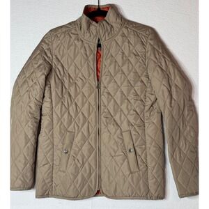 Valerie Bertinelli Quilted‎ Jacket Beige Orange Plaid Lining Pockets Women's S